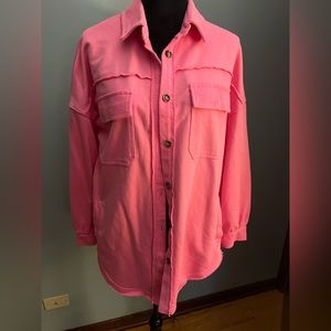 PINK button down Fall Shacket shirt jacket oversize size S 💗